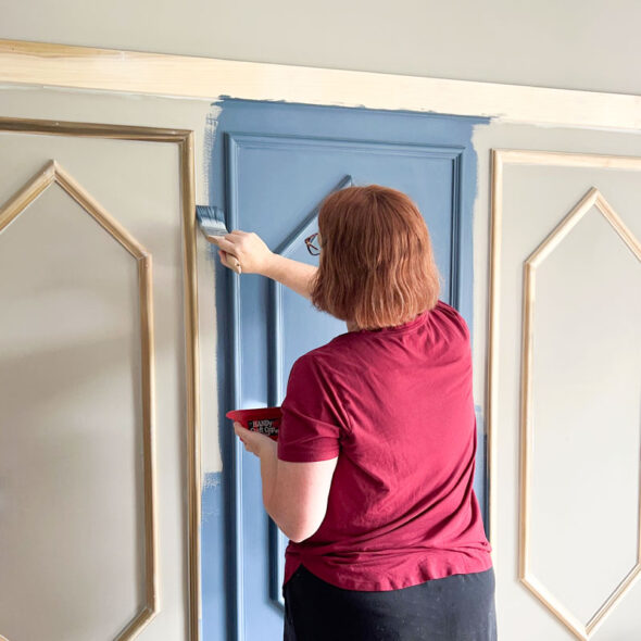 bedroom makeover accent wall painting the trim