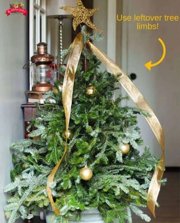 tomato cage christmas tree ideas - fresh greenery