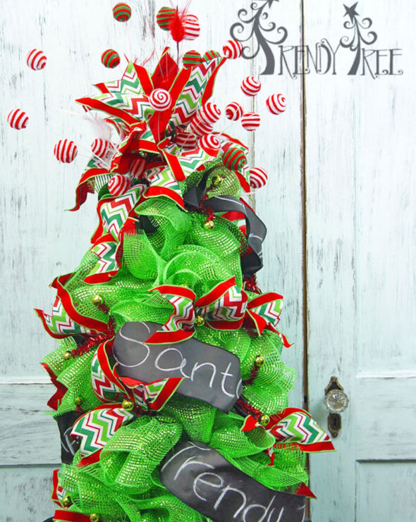 tomato cage christmas tree ideas - deco mesh tree