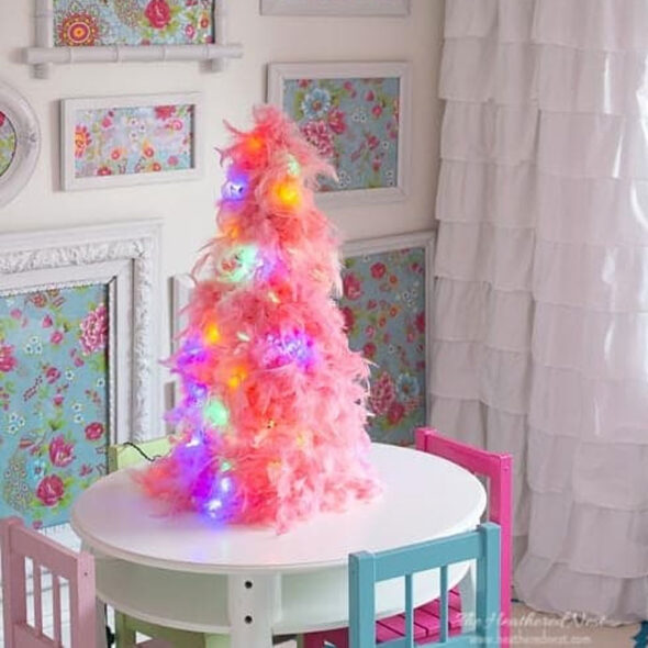 tomato cage christmas tree ideas - feathered tree