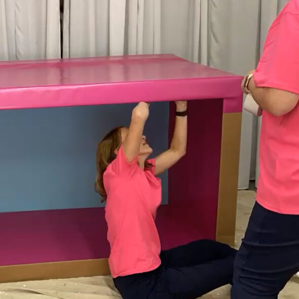 DIY Barbie box photo booth - hot pink plastic bulletin board material