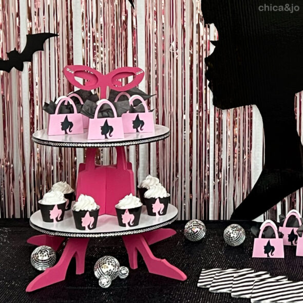 Barbie Halloween Party Decor - barbie cupcake stand