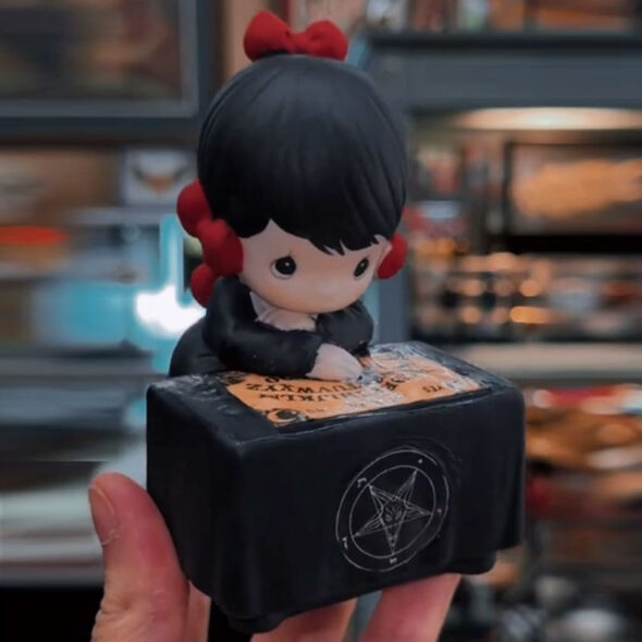painted precious moments - goth girl with ouija