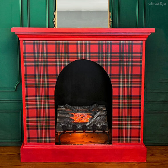 scottish christmas decorations - tartan plaid fireplace