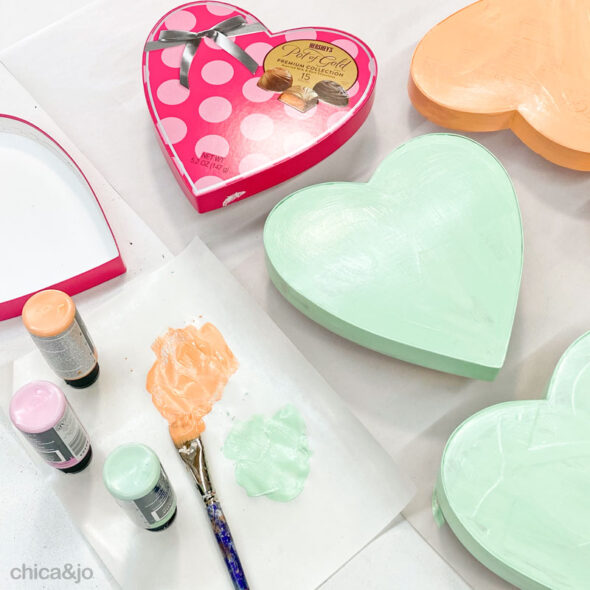 giant conversation hearts for valentine's day - painting boxes with acrylic paint