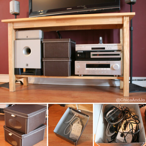 organize cord clutter with storage box