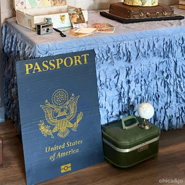 travel themed graduation party - giant passport