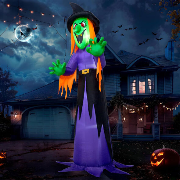 giant inflatable witch halloween yard decor