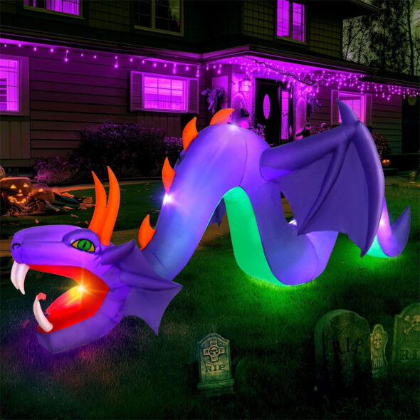 12 foot inflatable dragon halloween yard decor