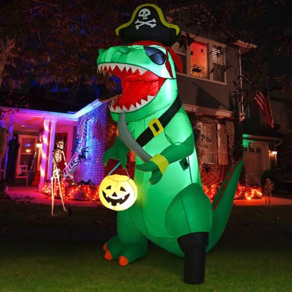 halloween inflatable t-rex dinosaur pirate