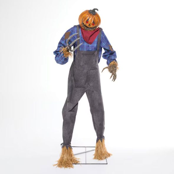 animatronic scarecrow pumpkin head talking motion halloween