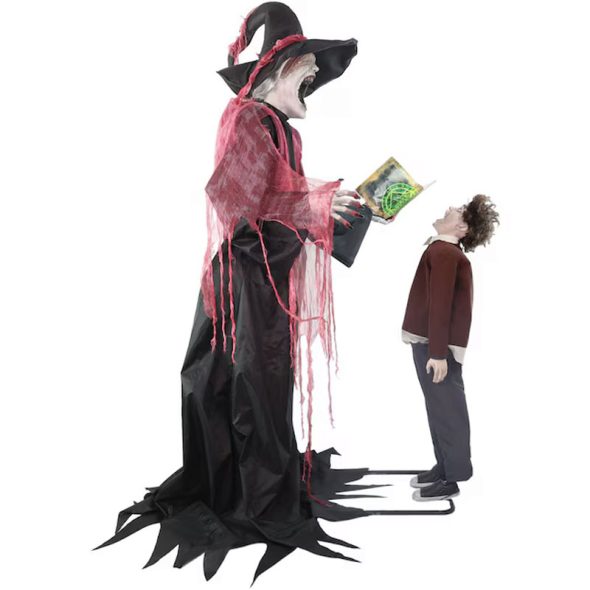 animatronic witch casting spell on child
