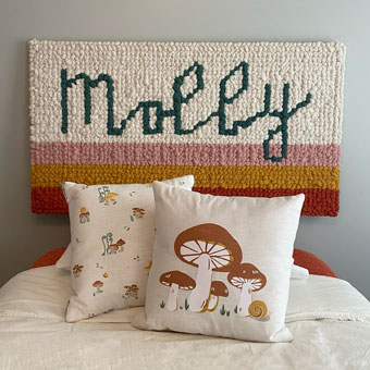 Personalized Cross Stitch Headboard for Dorm or Teen Room