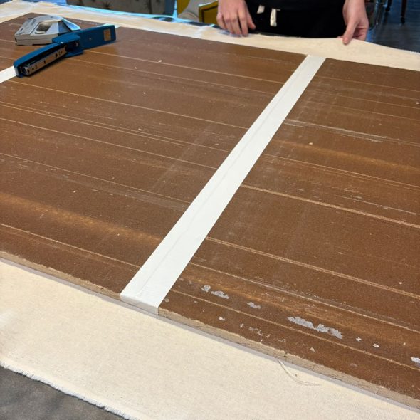 diy giant bulletin board on a budget - taping panels together