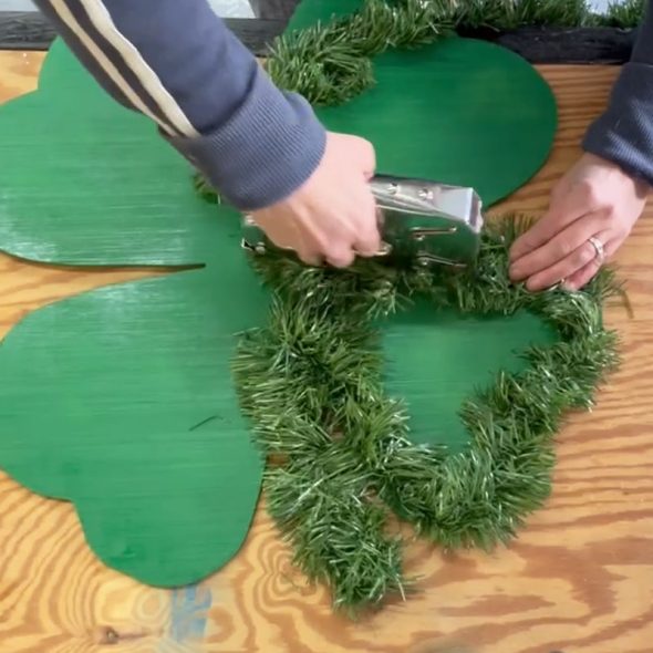 four-leaf clover wreath for st. patrick's day - cover with garland