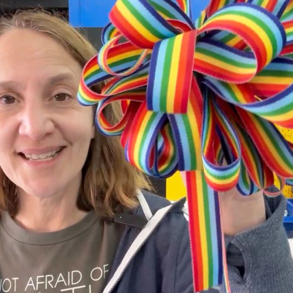 four-leaf clover wreath for st. patrick's day - rainbow ribbon