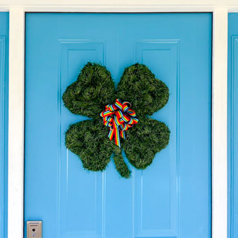 Shamrock St. Patrick's Day Wreath with Four Leaf Clover